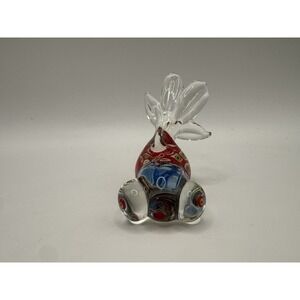 Hand Blown Art Glass Goldfish Millefiori Cane Pop Eye Bulging Figurine